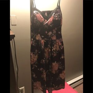 Purple velvet dress with pink flowers